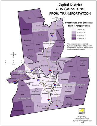 Capital District GHG Emissions from Transportation Map